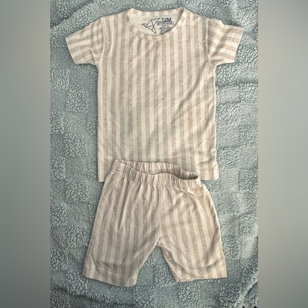 Copper Pearl Striped Toddler Baby Pajamas Set - Cream